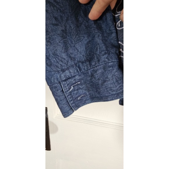 COLD WATER CREEK FLORAL EMBROIDERED PATCHWORK BLUE DENIM JACKET Medium Petite - Picture 11 of 13